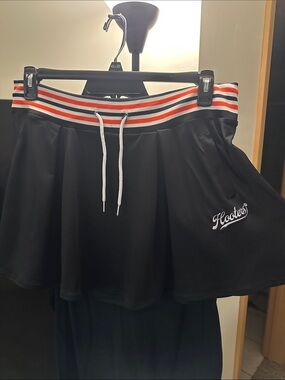 Hooters Black Skater Skirt with Red and White Striped Waistband